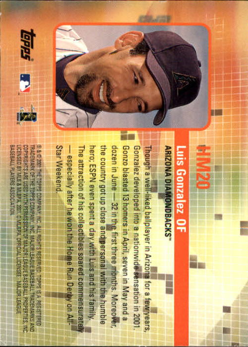 2002 Topps Hobby Masters #HM20 Luis Gonzalez back image