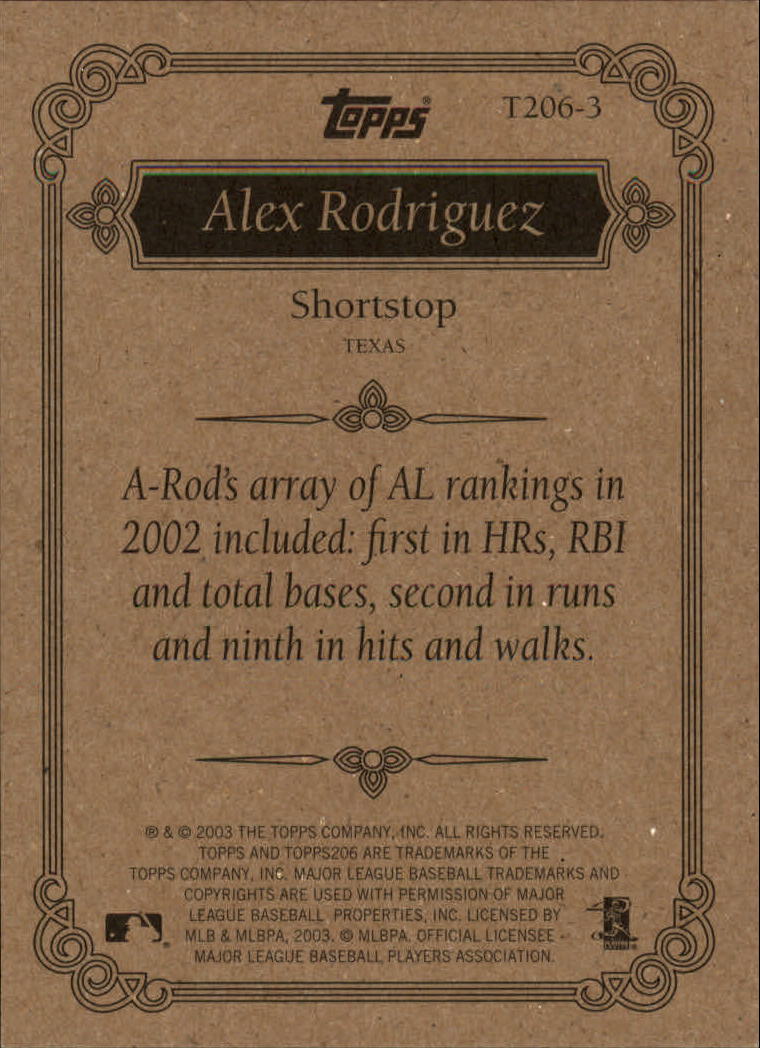 2002 Topps 206 Team 206 Series 3 #3 Alex Rodriguez back image