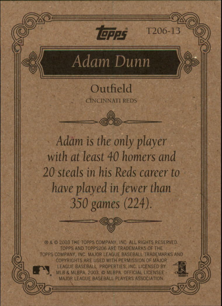 2002 Topps 206 Team 206 Series 3 #13 Adam Dunn back image