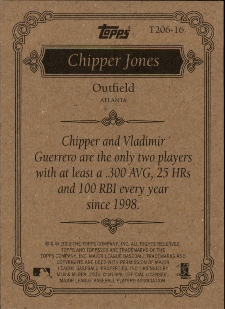 2002 Topps 206 Team 206 Series 3 #16 Chipper Jones back image