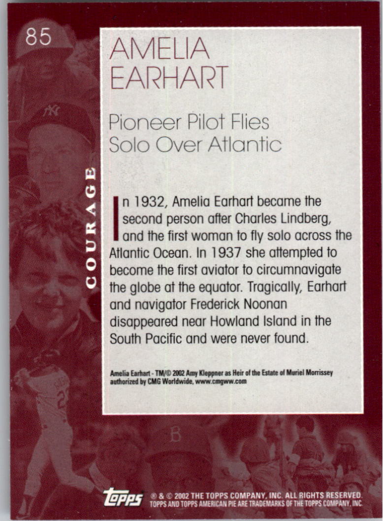 2002 Topps American Pie #85 Amelia Earhart back image