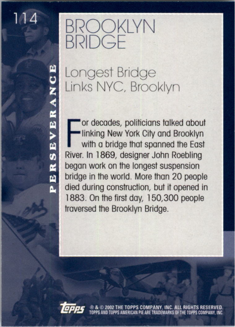 2002 Topps American Pie #114 Brooklyn Bridge back image