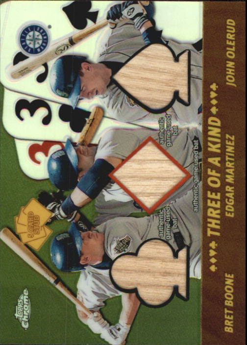 2002 Topps Chrome 5-Card Stud Three of a Kind Relics #5TBEJ Bret Boone Bat/Edgar Martinez Bat/John Olerud Bat