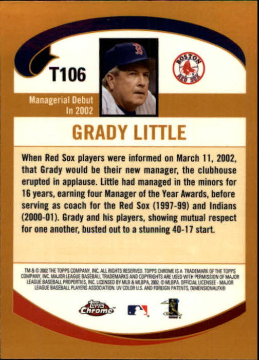 2002 Topps Chrome Traded #T106 Grady Little MG RC back image