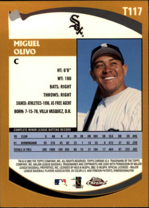 2002 Topps Chrome Traded #T117 Miguel Olivo back image
