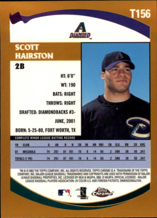 2002 Topps Chrome Traded #T156 Scott Hairston RC back image