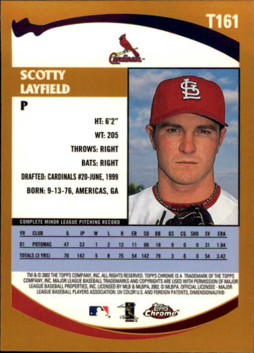 2002 Topps Chrome Traded #T161 Scotty Layfield RC back image