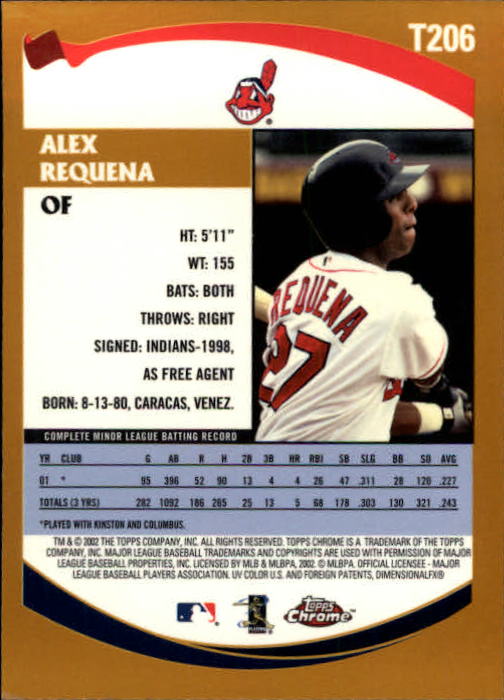 2002 Topps Chrome Traded #T206 Alex Requena RC back image