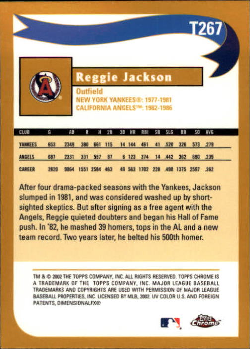 2002 Topps Chrome Traded #T267 Reggie Jackson WW back image