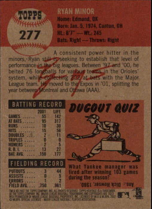 B1593- 2002 Topps Heritage BB #s 245-446 +Inserts -You Pick- 15+ FREE US SHIP - Picture 44 of 282