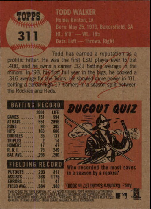 B1593- 2002 Topps Heritage BB #s 245-446 +Inserts -You Pick- 15+ FREE US SHIP - Picture 94 of 282