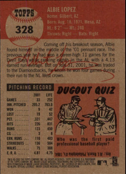 B1593- 2002 Topps Heritage BB #s 245-446 +Inserts -You Pick- 15+ FREE US SHIP - Picture 124 of 282