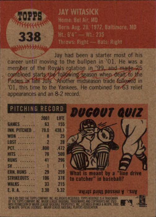 B1593- 2002 Topps Heritage BB #s 245-446 +Inserts -You Pick- 15+ FREE US SHIP - Picture 136 of 282