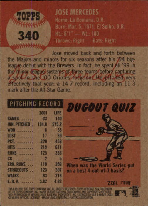 B1593- 2002 Topps Heritage BB #s 245-446 +Inserts -You Pick- 15+ FREE US SHIP - Picture 140 of 282
