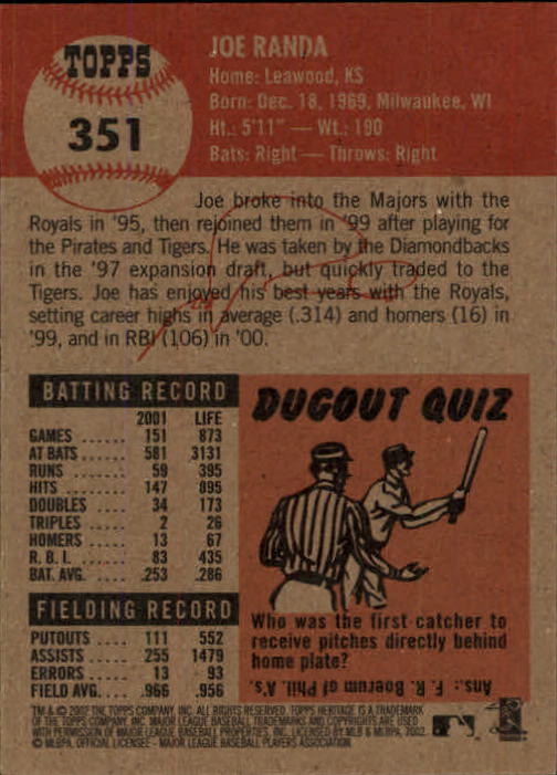 B1593- 2002 Topps Heritage BB #s 245-446 +Inserts -You Pick- 15+ FREE US SHIP - Picture 162 of 282