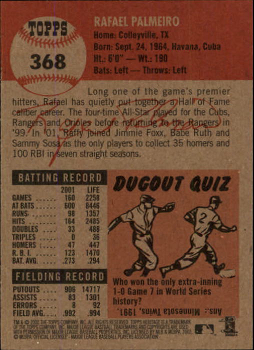 B1593- 2002 Topps Heritage BB #s 245-446 +Inserts -You Pick- 15+ FREE US SHIP - Picture 186 of 282