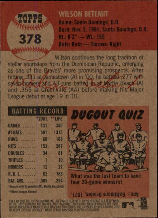 B1593- 2002 Topps Heritage BB #s 245-446 +Inserts -You Pick- 15+ FREE US SHIP - Picture 194 of 282