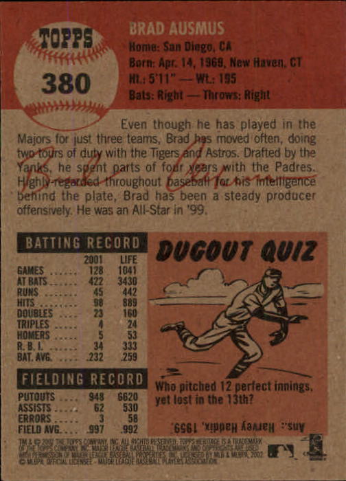 B1593- 2002 Topps Heritage BB #s 245-446 +Inserts -You Pick- 15+ FREE US SHIP - Picture 198 of 282
