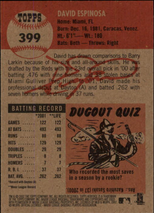 B1593- 2002 Topps Heritage BB #s 245-446 +Inserts -You Pick- 15+ FREE US SHIP - Picture 214 of 282