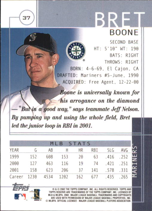 2002 Topps Reserve #37 Bret Boone back image