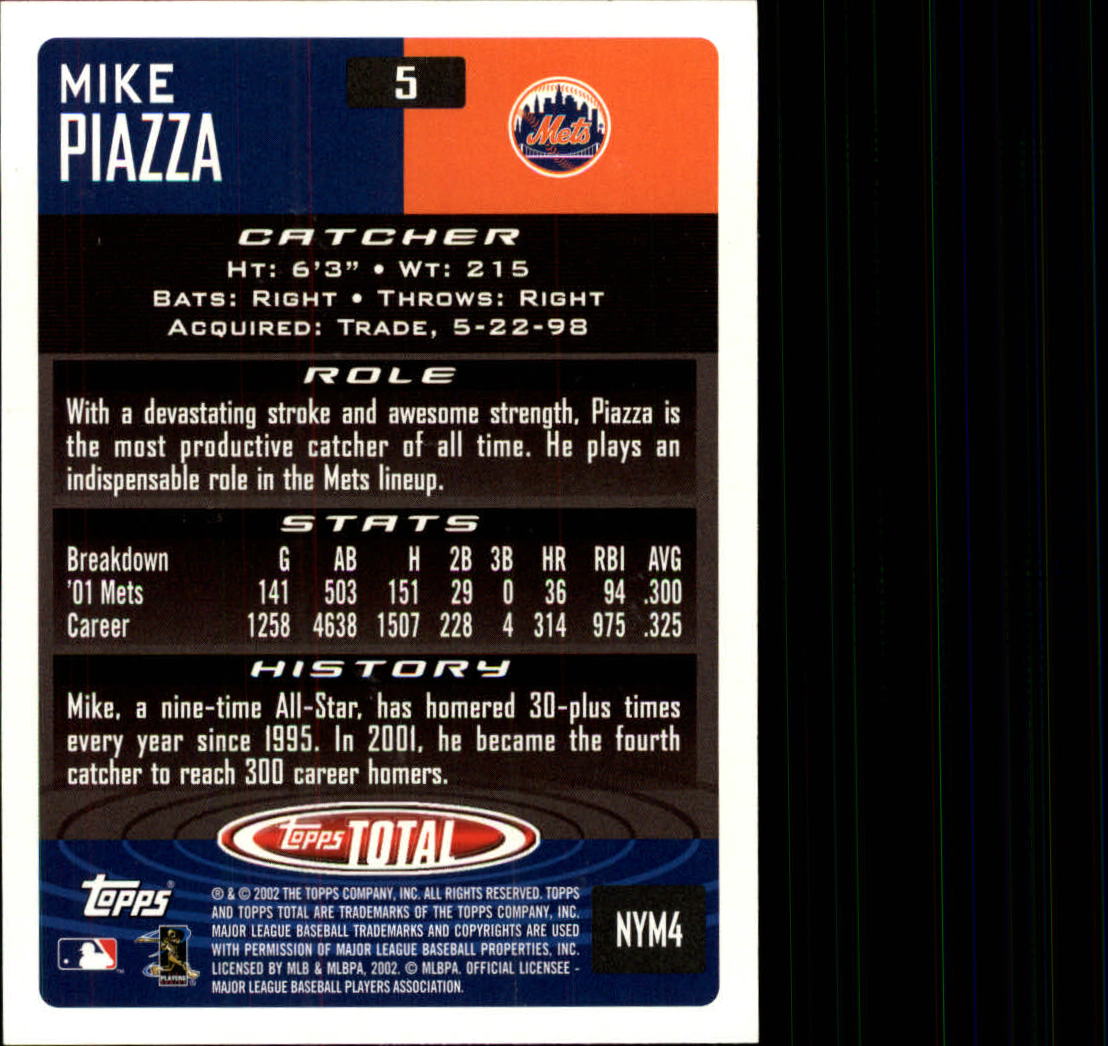 2002 Topps Total #5 Mike Piazza back image