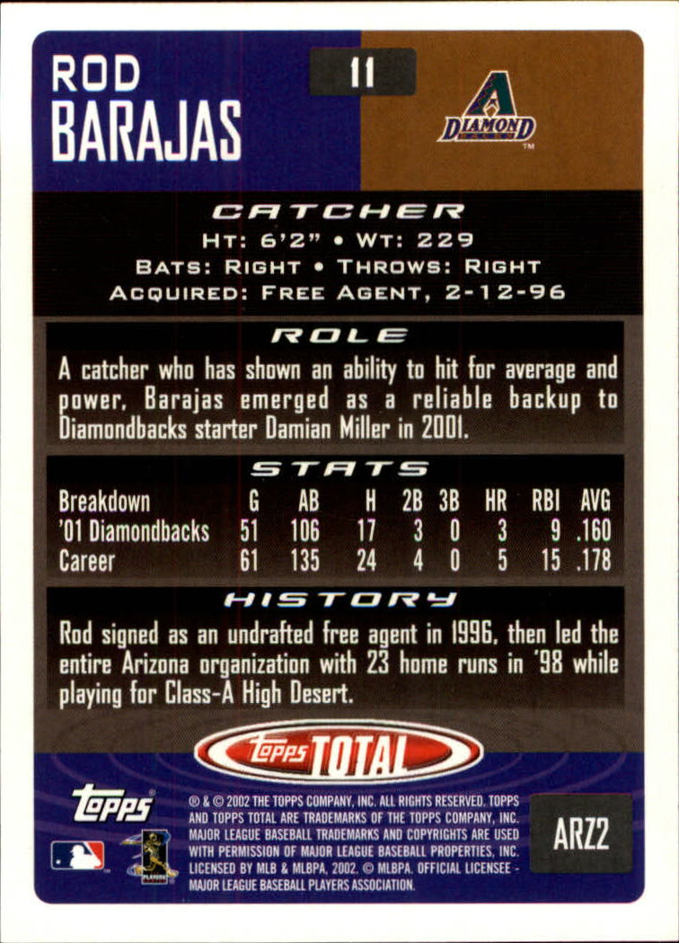 2002 Topps Total #11 Rod Barajas back image