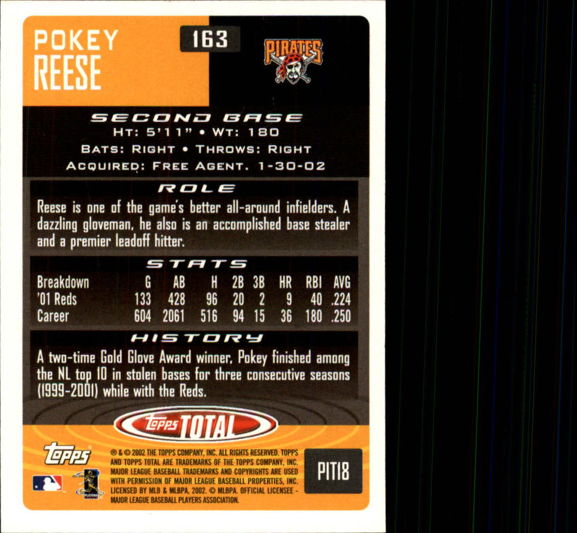 2002 Topps Total #163 Pokey Reese back image