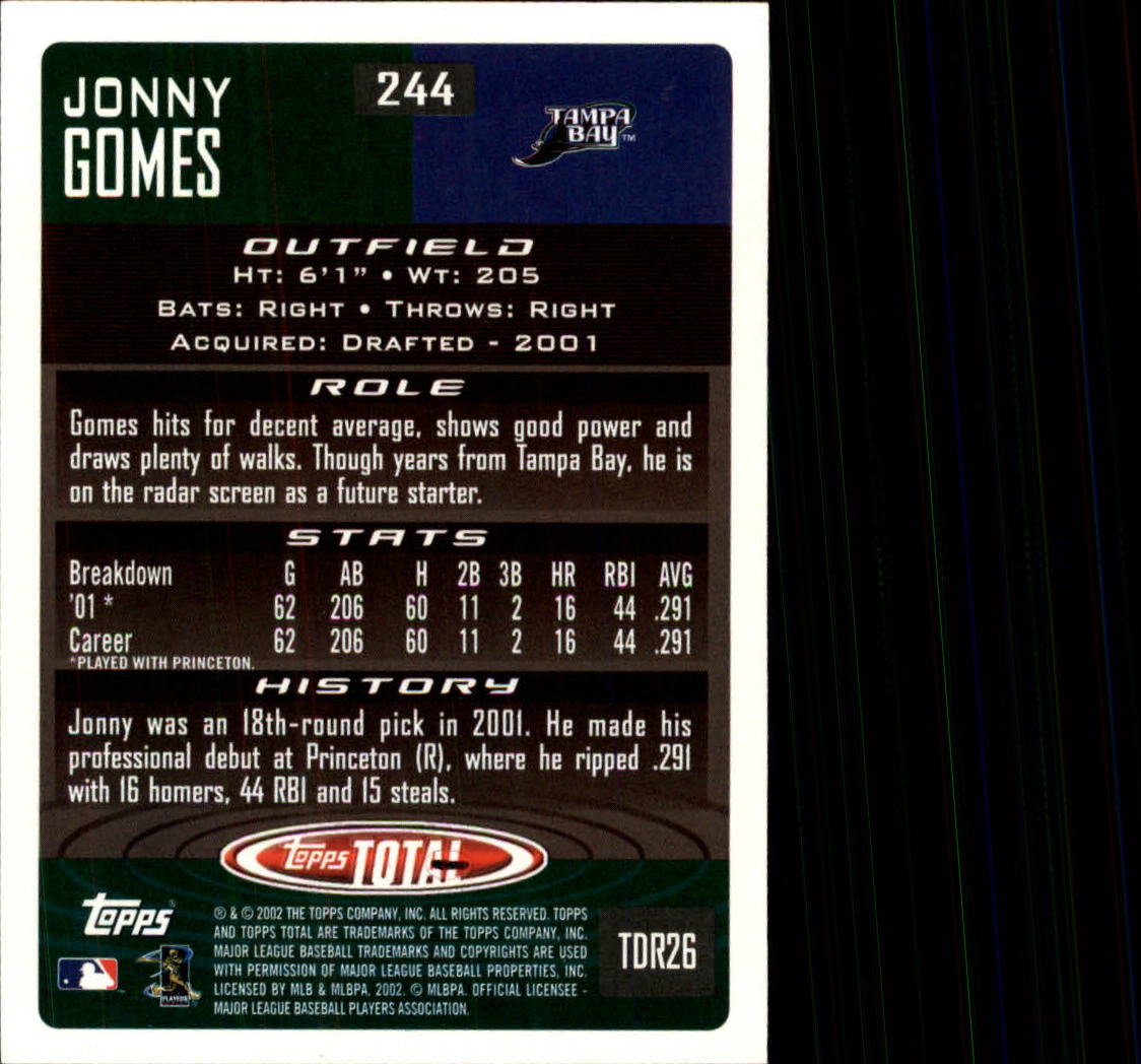 2002 Topps Total #244 Jonny Gomes RC back image