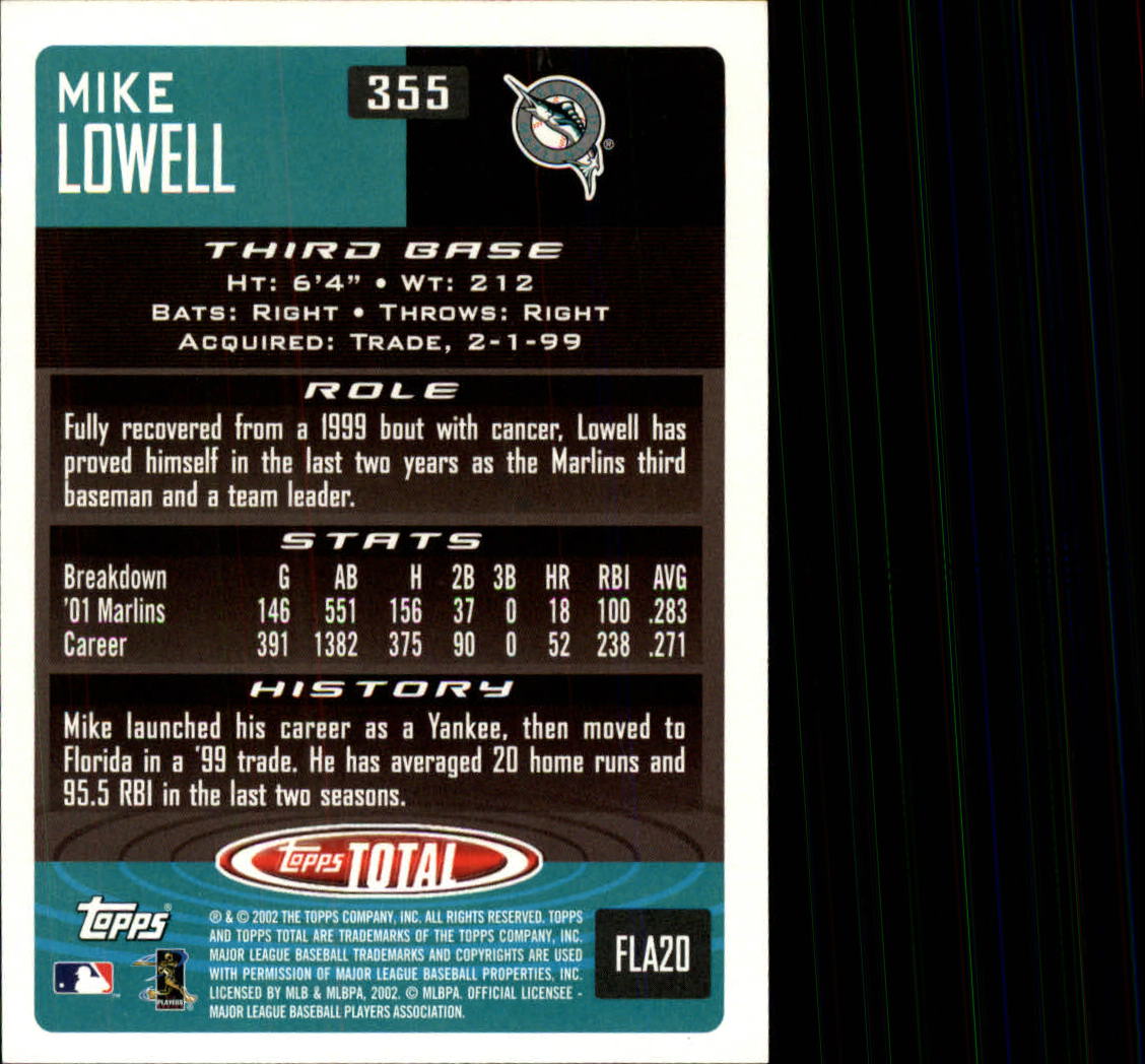 2002 Topps Total #355 Mike Lowell back image