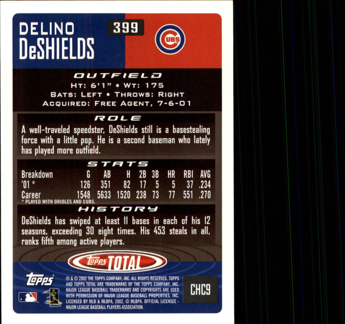 2002 Topps Total #399 Delino DeShields back image