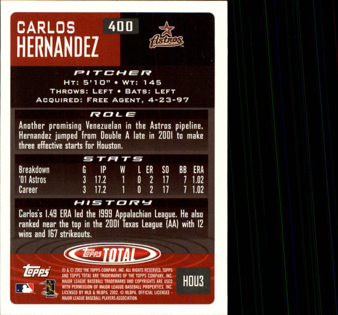 2002 Topps Total #400 Carlos Hernandez back image