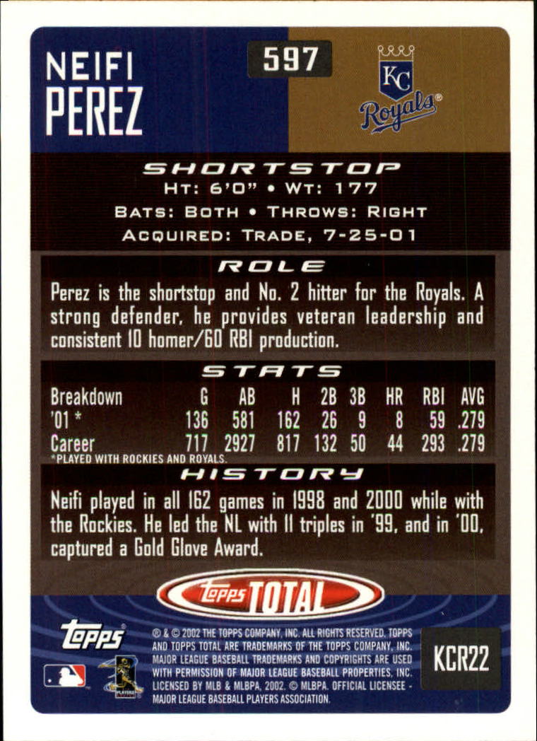 2002 Topps Total #597 Neifi Perez back image