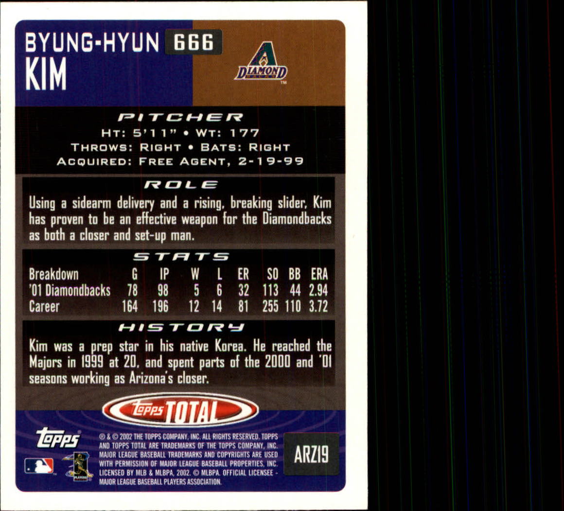 2002 Topps Total #666 Byung-Hyun Kim back image
