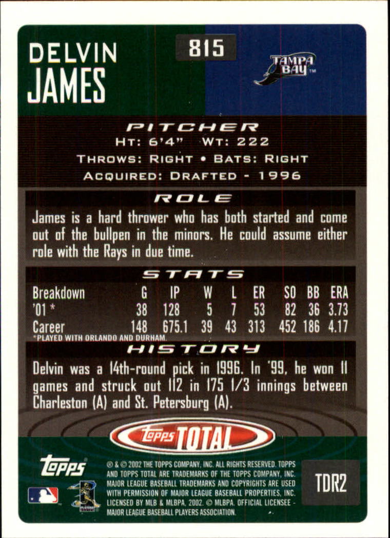 2002 Topps Total #815 Delvin James back image