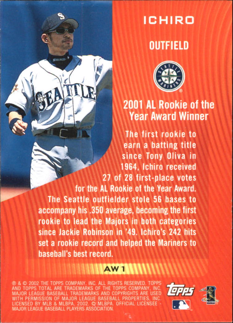 2002 Topps Total Award Winners #AW1 Ichiro Suzuki back image