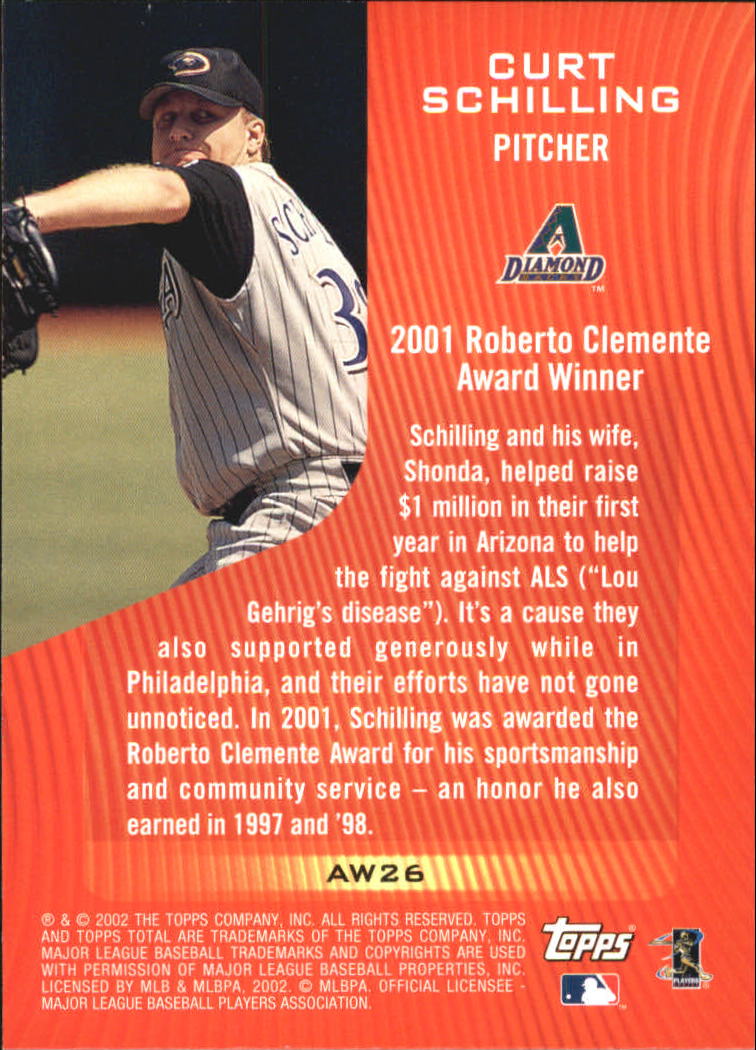 2002 Topps Total Award Winners #AW26 Curt Schilling back image