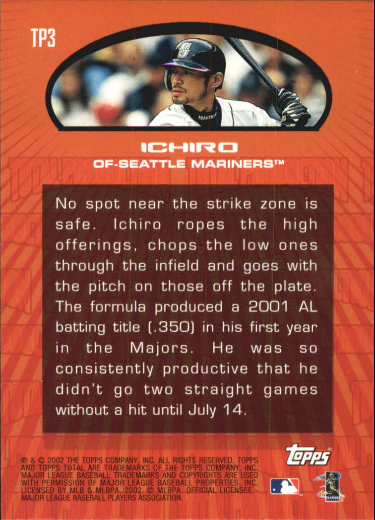 2002 Topps Total Production #TP3 Ichiro Suzuki back image