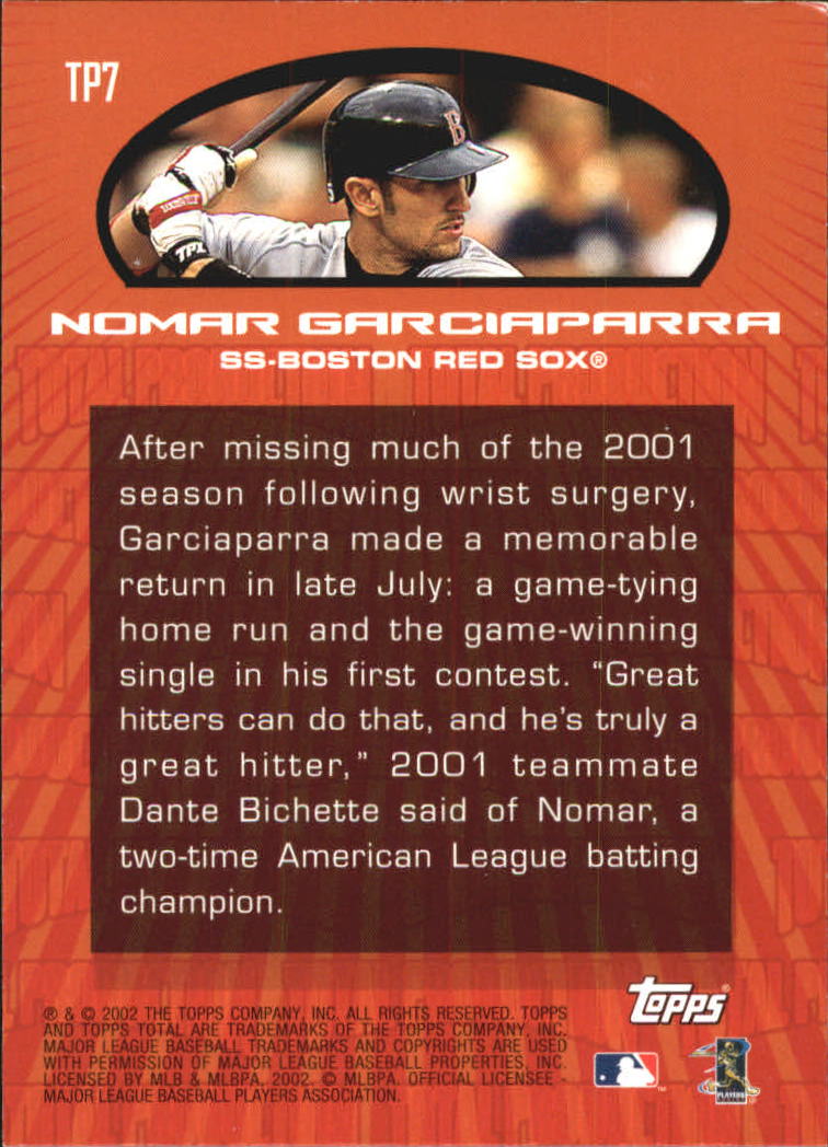2002 Topps Total Production #TP7 Nomar Garciaparra back image