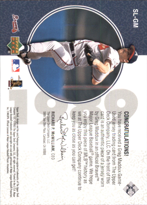 2002 UD Authentics Stars of '89 Jerseys #SLGM Greg Maddux back image