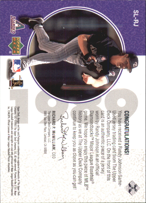 2002 UD Authentics Stars of '89 Jerseys #SLRJ Randy Johnson back image