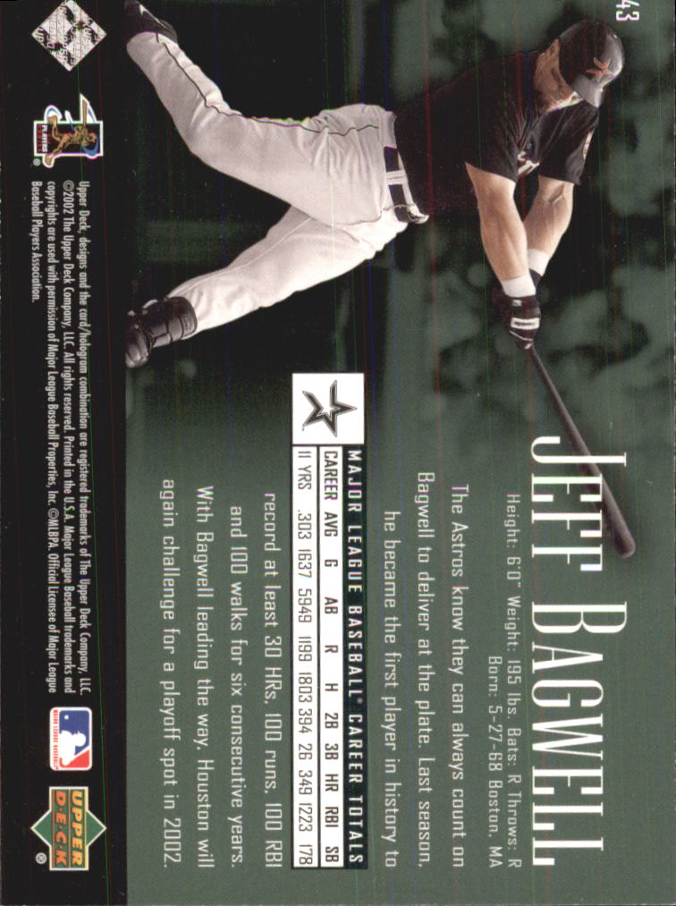 2002 UD Piece of History #43 Jeff Bagwell back image