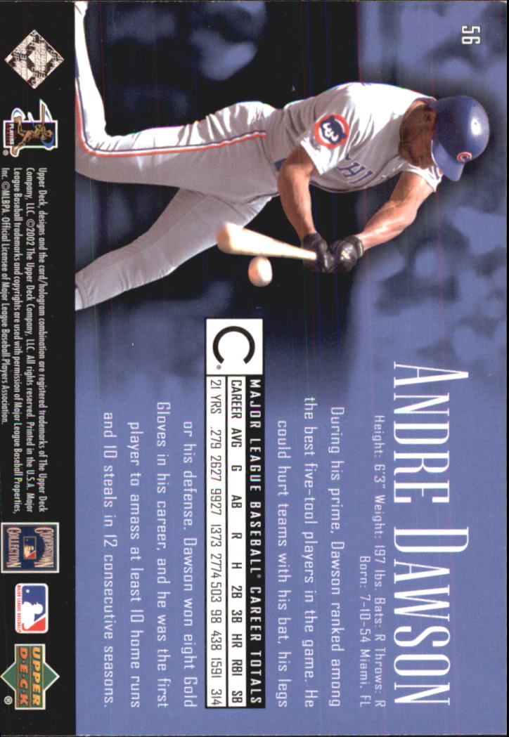 2002 UD Piece of History #56 Andre Dawson back image