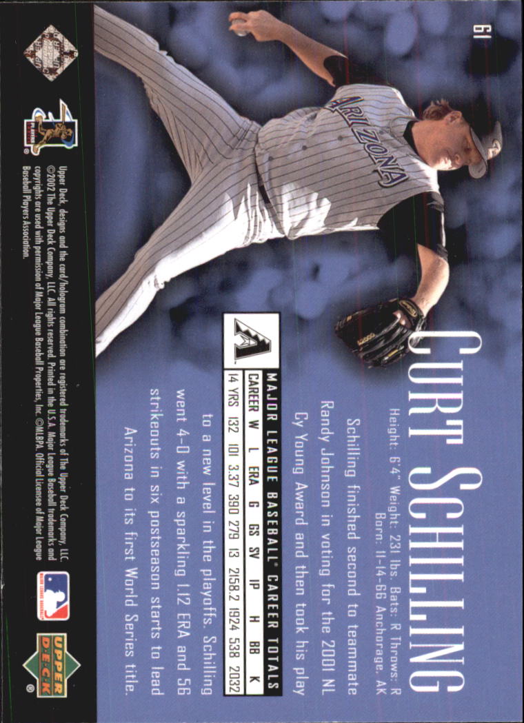 2002 UD Piece of History #61 Curt Schilling back image