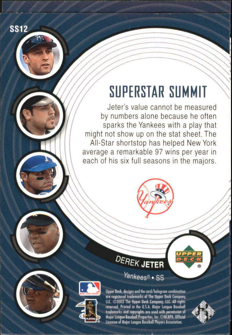 2002 Upper Deck Superstar Summit II #SS12 Derek Jeter back image
