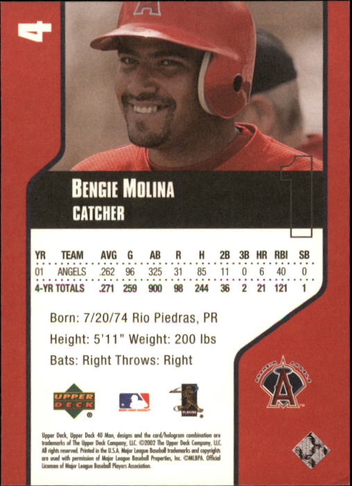 2002 Upper Deck 40-Man #4 Ben Molina back image
