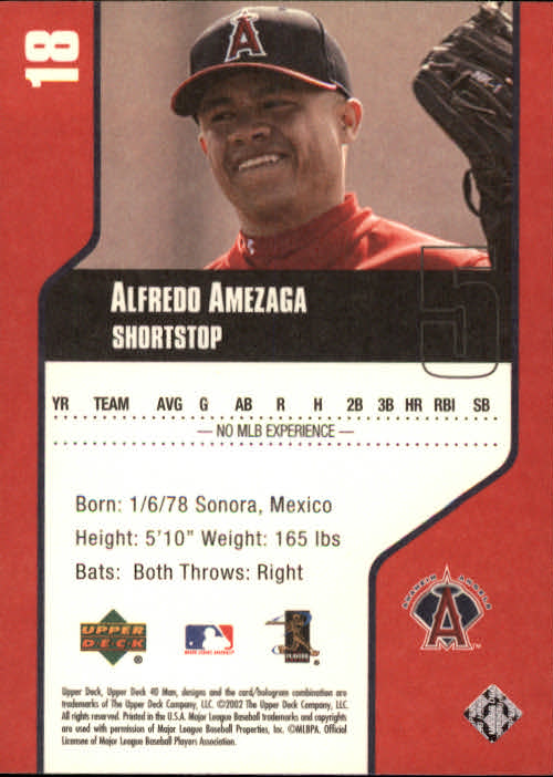 2002 Upper Deck 40-Man #18 Alfredo Amezaga back image