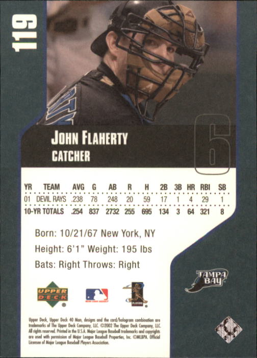 2002 Upper Deck 40-Man #119 John Flaherty back image