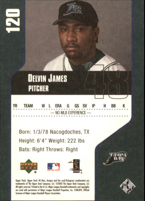 2002 Upper Deck 40-Man #120 Delvin James back image