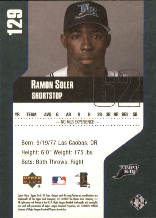 2002 Upper Deck 40-Man #129 Ramon Soler back image
