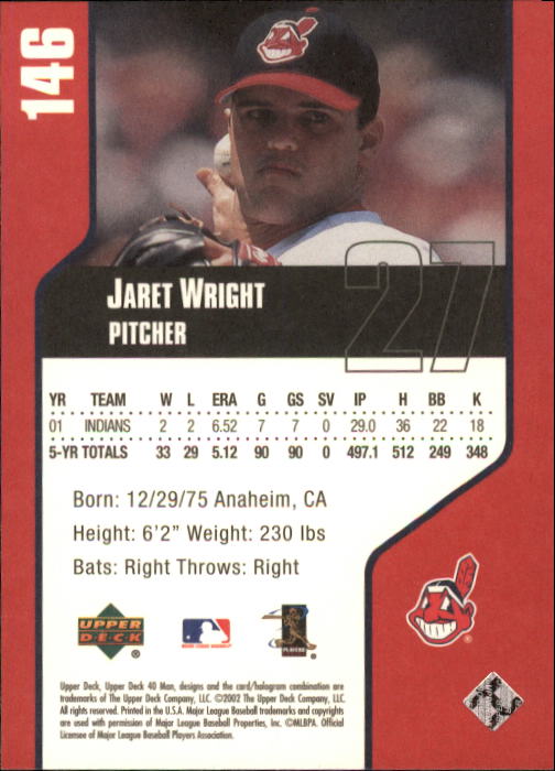 2002 Upper Deck 40-Man #146 Jaret Wright back image